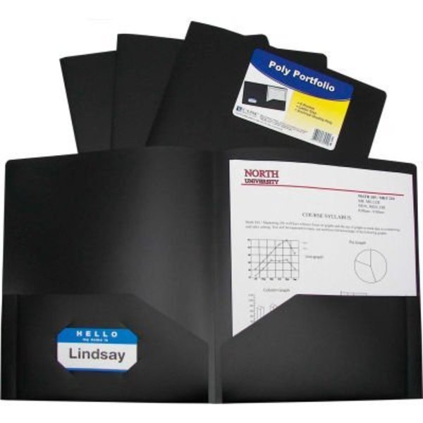 C-Line Products C-Line Products Two-Pocket Heavyweight Poly Portfolio Folder, Black, 25 Folders/Set 33951-BX